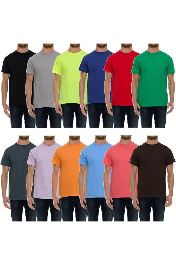 12 Pack Plus Size Men's Cotton T-Shirt Bulk Big & Tall Short Sleeve Lightweight Premium Fitted Classic Tees, Size X-Large