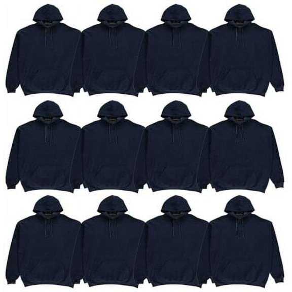 BILLIONHATS 12 Pack of Wholesale Hoodie Sweatshirts, Men Womens Unisex Hoodies Cotton Blend, Bulk Adults Sweatshirt, Homeless Donation NAVY SIZE MEDIUM