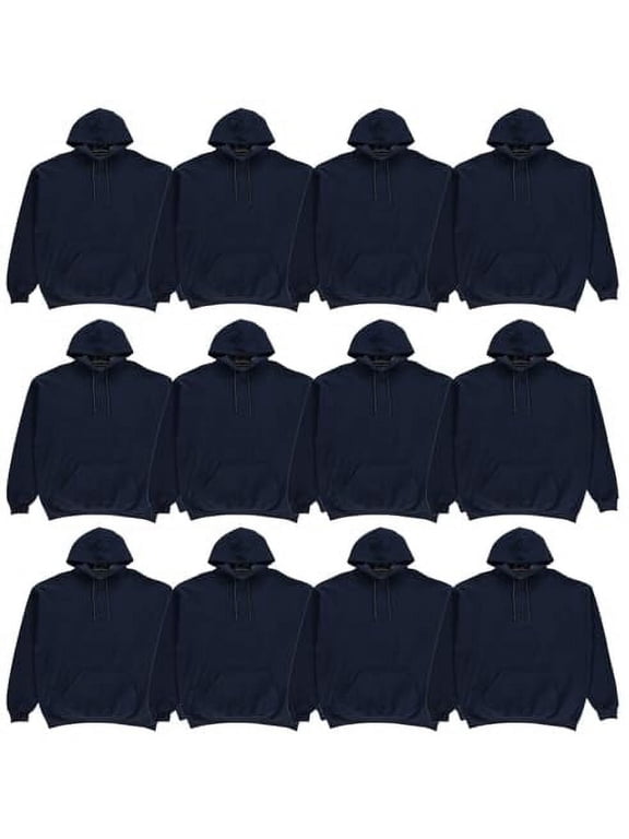 12 Pack of Wholesale Hoodie Sweatshirts, Men Womens Unisex Hoodies Cotton Blend, Bulk Adults Sweatshirt, Homeless Donation NAVY SIZE SMALL