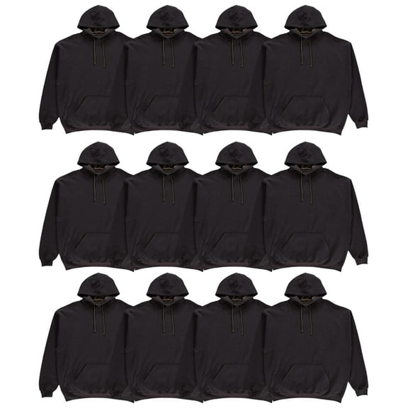 BILLIONHATS 12 Pack Wholesale Hoodie Sweatshirts, Men Womens Unisex Hoodies Cotton Blend, MIXED ASSORTED SIZES Bulk Adults Sweatshirt, Homeless Donation (12 Pack, Black)