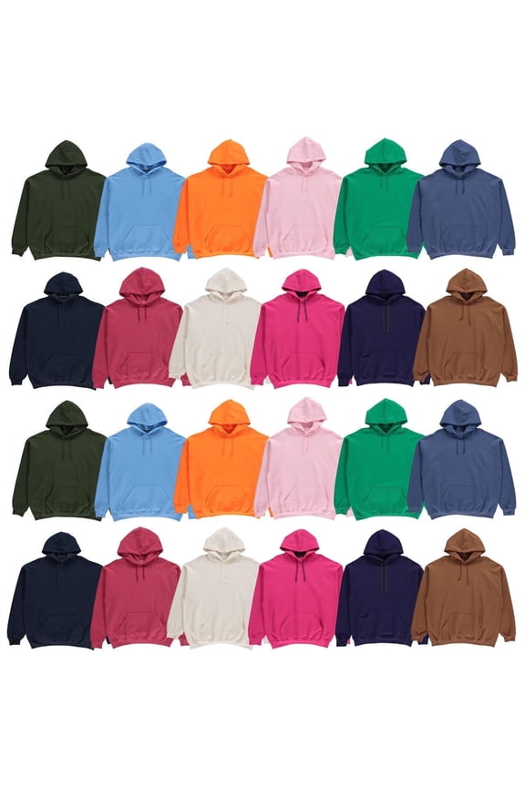 12 Pack of Mens Wholesale Hoodie Sweatshirts, Cotton Blend, Bulk Adults Hoodies Sweatshirt ASSORTED COLORS SIZE 2X-LARGE