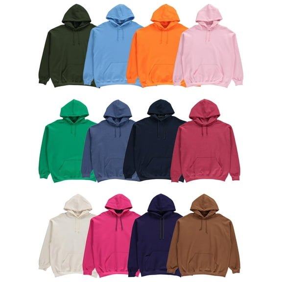 BILLIONHATS 12 Pack of Men's Wholesale Hoodie Sweatshirts, Cotton Blend Bulk Adult Hoodies, Assorted Colors (Large)