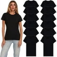 thumbnail image 1 of BILLIONHATS 12 Pack of Womens T-Shirts in Bulk, Cotton Crew Neck Scoop Short Sleeve Tees Black Colors Bulk, 1 of 6