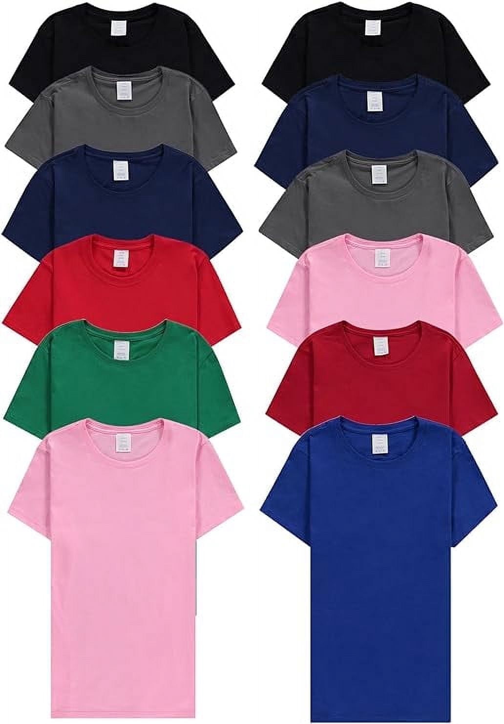 BILLIONHATS 12 Pack of Womens T-Shirts in Bulk, Cotton Crew Neck Scoop Short Sleeve Tees Mix Colors Bulk