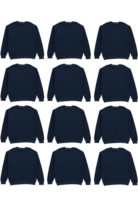 12 Packs Of Mens Crewneck Sweatshirts in Bulk, Cotton, Wholesale Screenprinting Sweat Shirts For Men, Layer Shirt