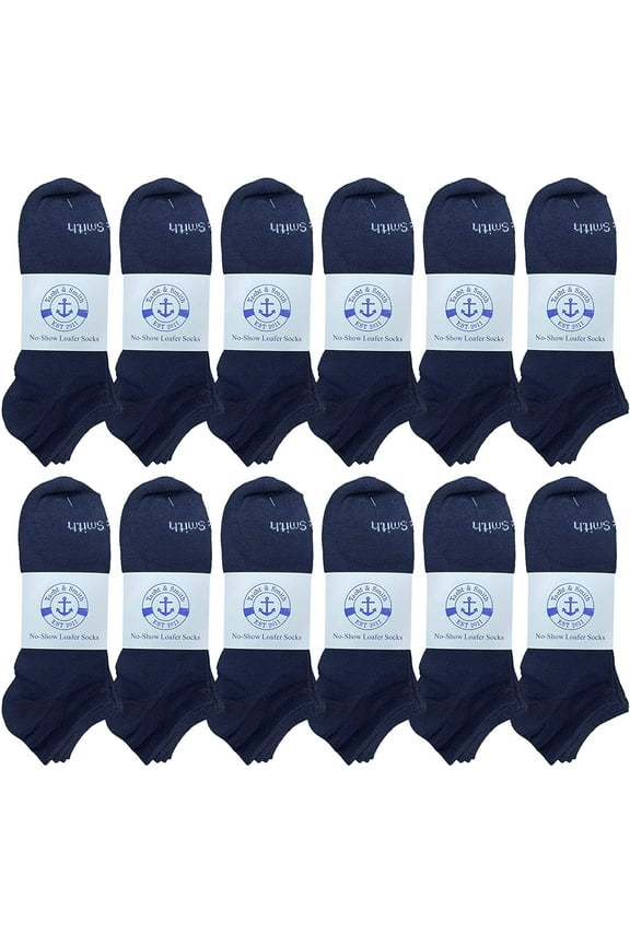 12 Pairs of Men's Wholesale Polyester Shoe Liner Training Socks, No Show, Thin Low Cut Sport Ankle Bulk Socks, 10-13 (12 PACK NAVY)