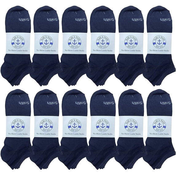 BILLIONHATS 12 Pairs of Men's Wholesale Polyester Shoe Liner Training Socks, No Show, Thin Low Cut Sport Ankle Bulk Socks, 10-13 (12 PACK NAVY)