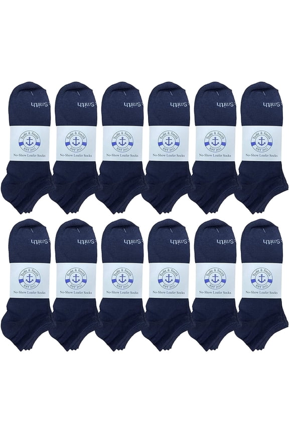 12 Pairs of Men's Wholesale Polyester Shoe Liner Training Socks, No Show, Thin Low Cut Sport Ankle Bulk Socks, 10-13 (12 PACK NAVY)