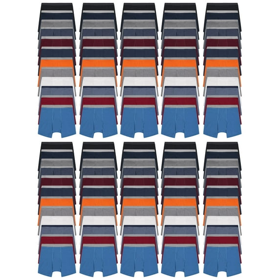 BILLIONHATS 120 Pack of Mens Boxer Briefs Wholesale, Colorful Cotton Mens Underwear in Bulk, Donating For Homeless Shelters, Charity, Up to 3XL