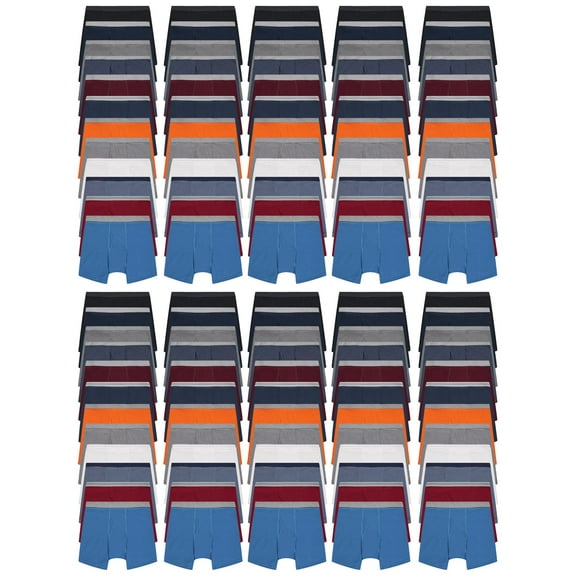 BILLIONHATS 120 Pack of Mens Boxer Briefs Wholesale, Colorful Cotton Mens Underwear in Bulk, Donating For Homeless Shelters, Charity, Up to 3XL