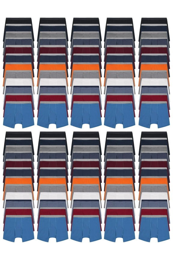 120 Pack of Mens Boxer Briefs Wholesale, Colorful Cotton Mens Underwear in Bulk, Donating For Homeless Shelters, Charity, Up to 3XL