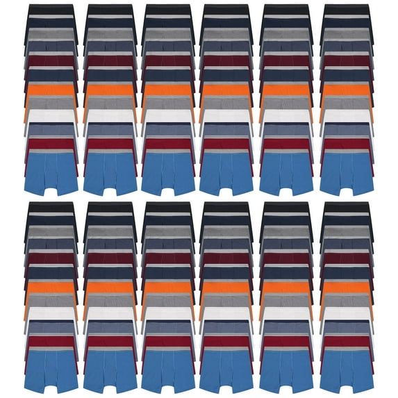 BILLIONHATS 144 Pack of Mens Boxer Briefs Wholesale, Colorful Cotton Mens Underwear in Bulk, Donating For Homeless Shelters, Charity, Up to 3XL