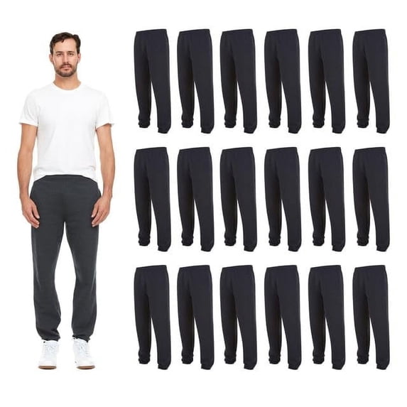 BILLIONHATS 18 Pack of Wholesale Mens Jogger Sweatpants, Homeless Shelter Donation Case, Comfy Bulk Joggers for Men