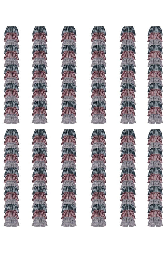 180 Pack Wholesale Men's Tag Free Woven Boxer Shorts, Relaxed Fit, Underwear Bulk for Men, Donations Shelters Assorted Color Cases (Medium)