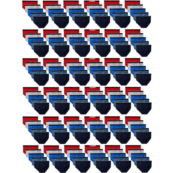 BILLIONHATS 180 Pairs Mens Cotton Briefs - Size 2X Only - Bulk for Homeless Shelters and Donations, Assorted Colors Wholesale Underwear Men, 2X-Large