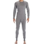BILLIONHATS 2 Piece Thermal Sets for Men, Base Layer Long Johns Underwear, Top & Bottom, Cotton, Solid Colors Charcoal Gray
