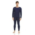 thumbnail image 1 of BILLIONHATS 2 Piece Thermal Sets for Men, Base Layer Long Johns Underwear, Top & Bottom, Cotton, Solid Colors Navy Blue, 1 of 7