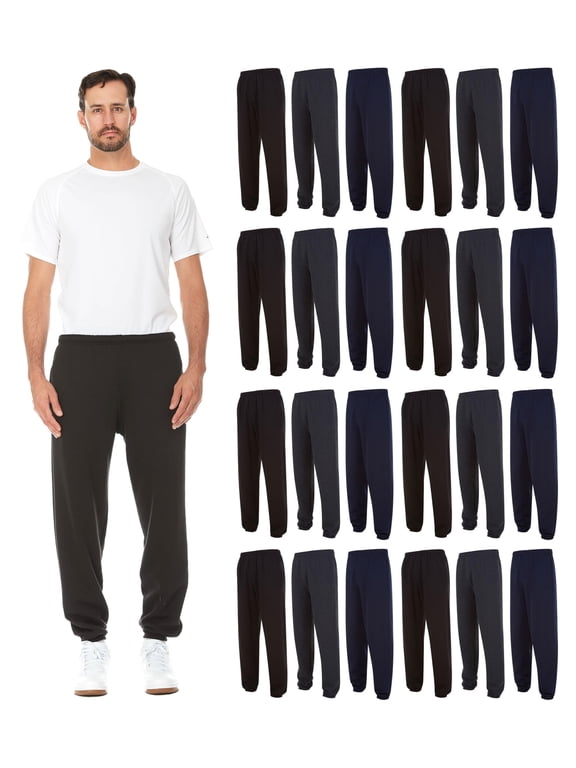24 Pack Adult Joggers Pants, Mixed Assortment Colorful Jogger Bulk Sweatpants Wholesale for Donations, Homeless