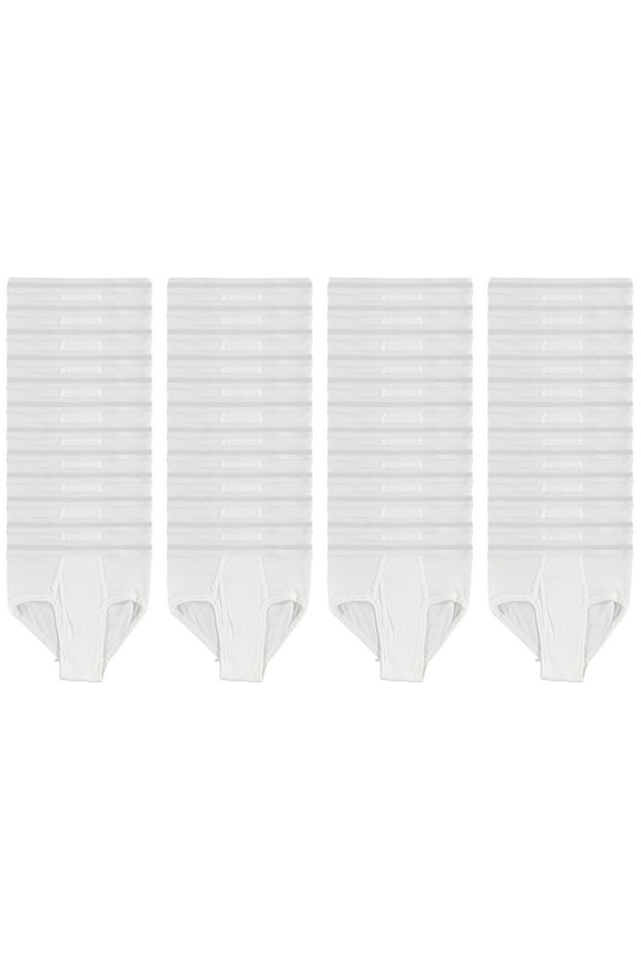 24 Pack Boys Cotton Underwear Briefs, White Underpants for Children, Bulk Brief Wholesale Donation Homeless Charity Packs, Size Large