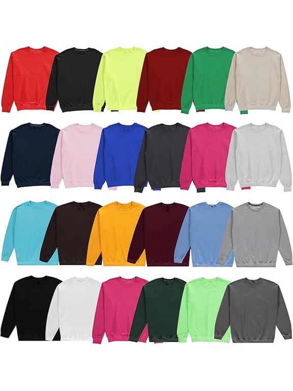 24 Pack Mens Adult Crewneck Fleece Lined Pullover Sweatshirt Bulk, Mixed Assorted, Wholesale Donation Homeless (Medium)
