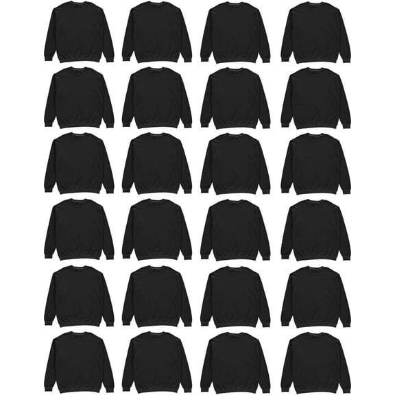 BILLIONHATS 24 Pack Mens Crewneck Sweatshirts in Bulk, Cotton, Wholesale Screenprinting Sweat Shirts For Men, Layer Shirt (Black, 2X-Large)