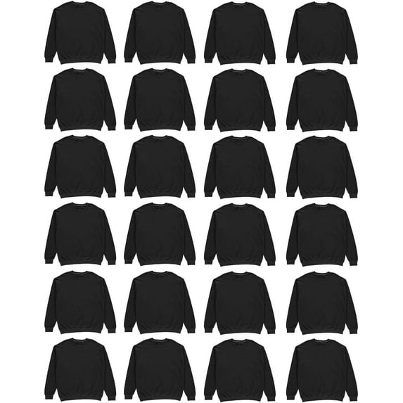 BILLIONHATS 24 Pack Mens Crewneck Sweatshirts in Bulk, Cotton, Wholesale Screenprinting Sweat Shirts For Men, Layer Shirt (Black, 2X-Large)