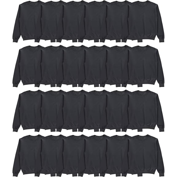 BILLIONHATS 24 Pack Mens Crewneck Sweatshirts in Bulk, Cotton, Wholesale Screenprinting Sweat Shirts For Men, Layer Shirt (Gray, Large)