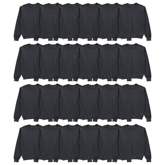 BILLIONHATS 24 Pack Mens Crewneck Sweatshirts in Bulk, Cotton, Wholesale Screenprinting Sweat Shirts For Men, Layer Shirt (Gray, Large)