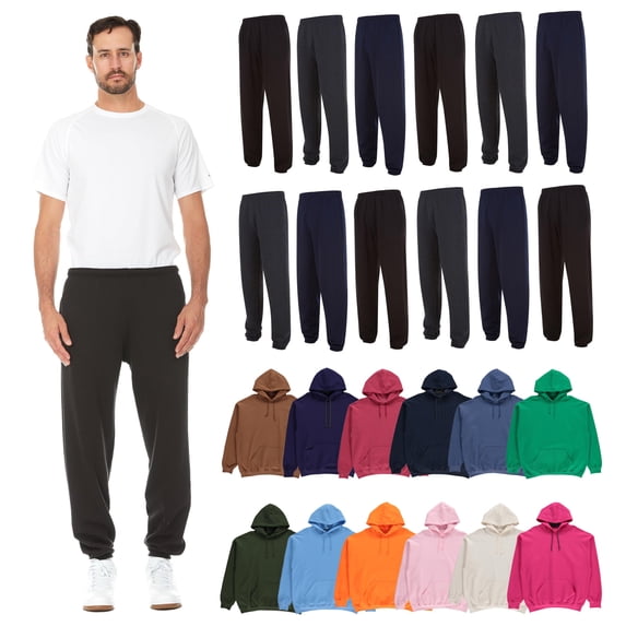 BILLIONHATS 24 Pack Mens Oversized Hoodie and Joogers Oversized Sweatshirts, Cotton Blend, Bulk Adults Hoodies Sweatshirt(X-Large)