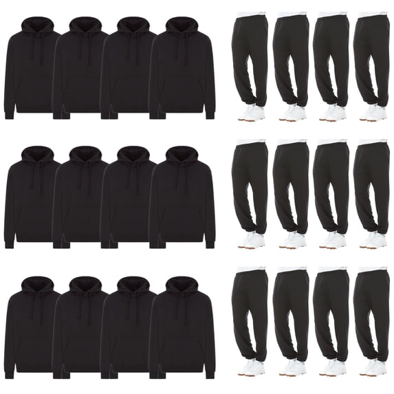 BILLIONHATS 24 Pack Mens Oversized Hoodie and Joogers Oversized Sweatshirts, Cotton Blend, Bulk Adults Hoodies Sweatshirt(X-Large)