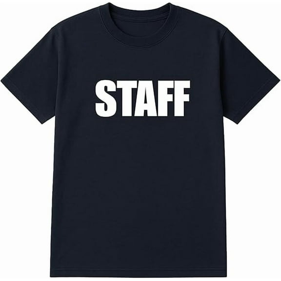 BILLIONHATS 24-Pack Navy Staff T-Shirt Size L – Cotton Blend Printed in USA for Work or Events