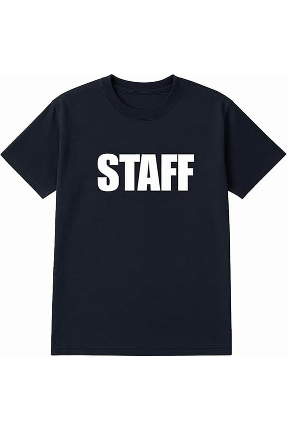 24-Pack Navy Staff T-Shirt Size L – Cotton Blend Printed in USA for Work or Events