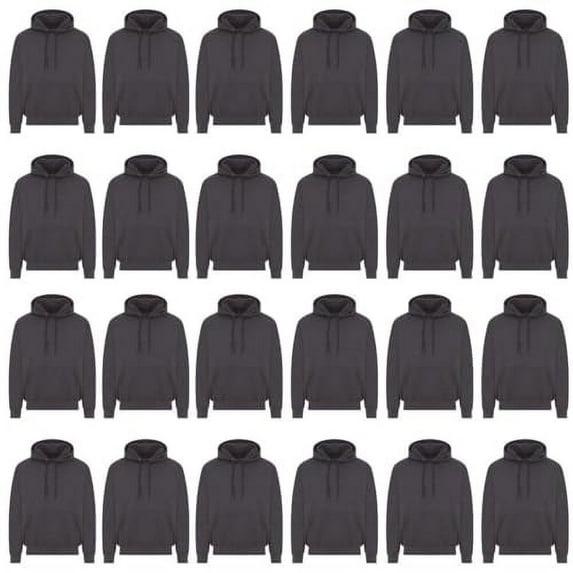 BILLIONHATS 24 Pack of Wholesale Hoodie Sweatshirts, Men Womens Unisex Hoodies Cotton Blend, Bulk Adults Sweatshirt, Homeless Donation (Gray, X-Large)