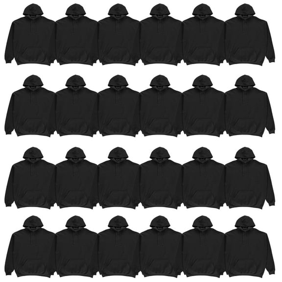 BILLIONHATS 24 Pack Wholesale Hoodie Sweatshirts, Men Womens Unisex Hoodies Cotton Blend, MIXED ASSORTED SIZES Bulk Adults Sweatshirt, Homeless Donation (24 Pack, Black)