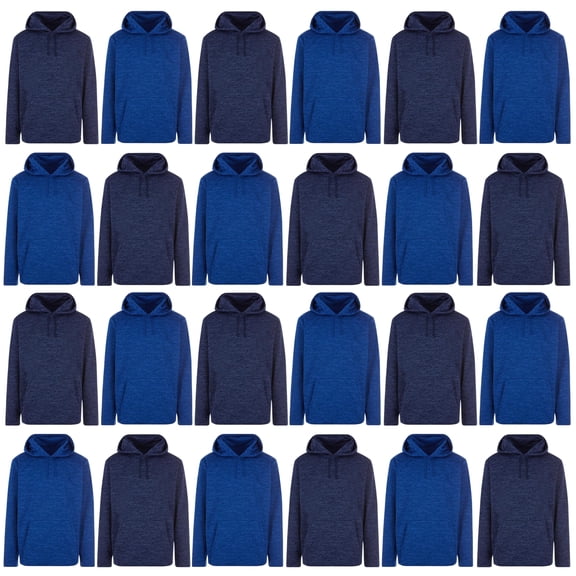 BILLIONHATS 24 Pack Wholesale Hoodie Sweatshirts, Men's Women's Unisex Hoodies Cotton Blend, Bulk Adults Sweatshirt, Homeless Donation (Marled Navy and Royal Blue, Small)