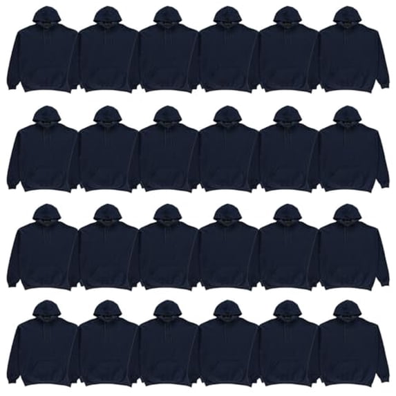 BILLIONHATS 24 Pack Wholesale Hoodie Sweatshirts, Men's Women's Unisex Hoodies Cotton Blend, Bulk Adults Sweatshirt, Homeless Donation (Marled Navy and Royal Blue, 2X-Large)