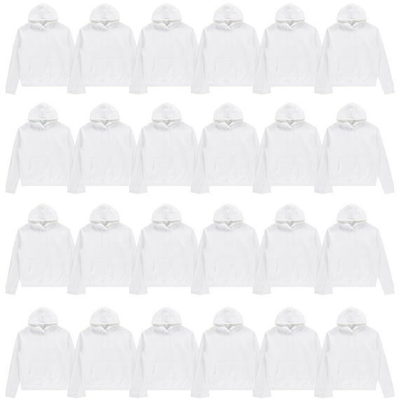 BILLIONHATS 24 Pack of Wholesale Hoodie Sweatshirts, Men's Women's Unisex Hoodies Cotton Blend, Bulk Adults Sweatshirt, Homeless Donation WHITE SIZE X-LARGE