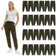 thumbnail image 1 of BILLIONHATS 24 Pack of Wholesale Womens Jogger Sweatpants, Bulk Comfy Fleece-Lined Joggers with Ribbed Cuffs for Charities & Homeless Shelter Donations, Color Military Green, Size Small, 1 of 7