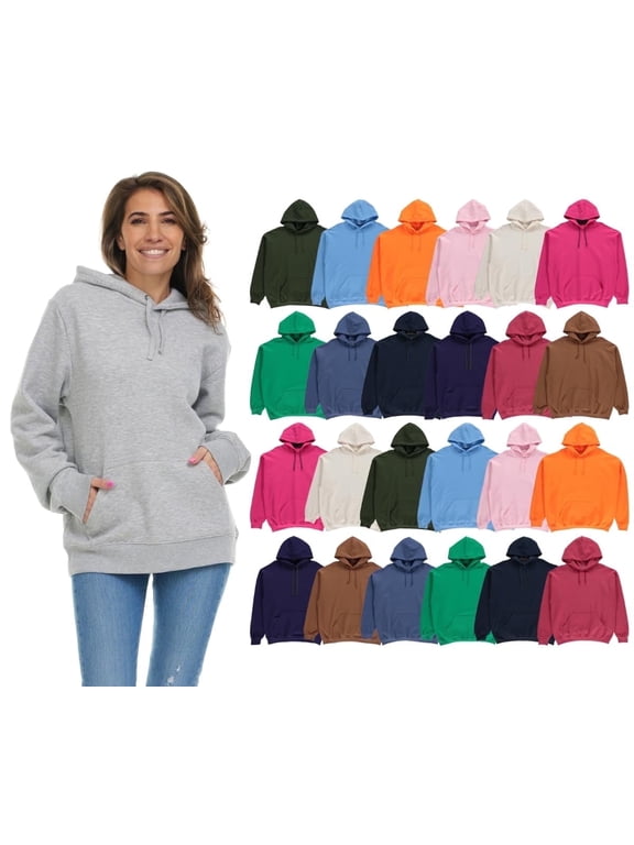 24 Pack Women's Hoodie Oversized Sweatshirts, Cotton Blend, Bulk Womens Hoodies Bulk Sweatshirt Pack, Color ASST, Size 4X-Large