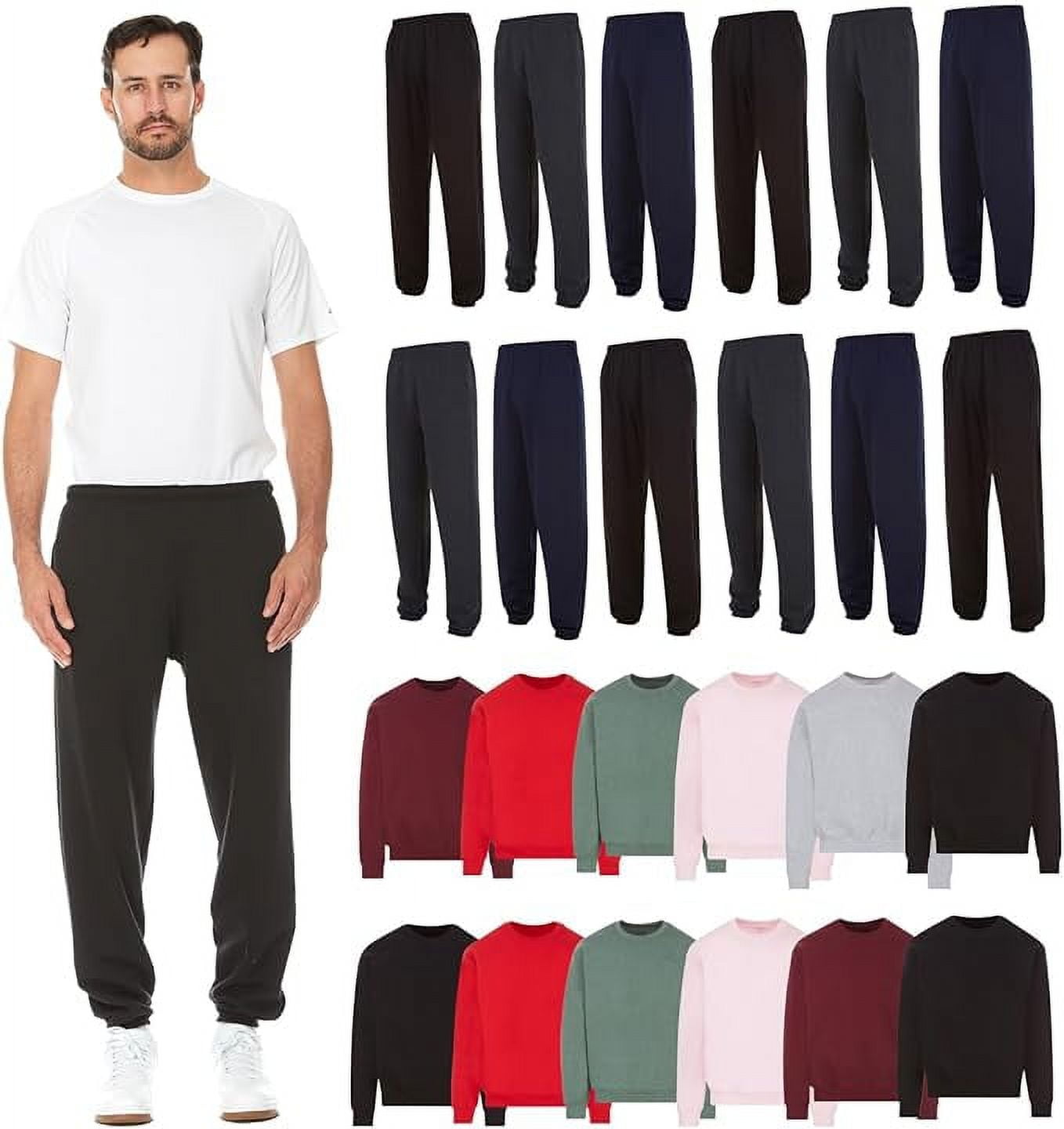 BILLIONHATS 24 Pack of 12 Mens Jogger Pants and 12 Crewneck Fleece Lined Sweatshirts Bulk Wholesale Popular Donation Charities Events Medium Walmart