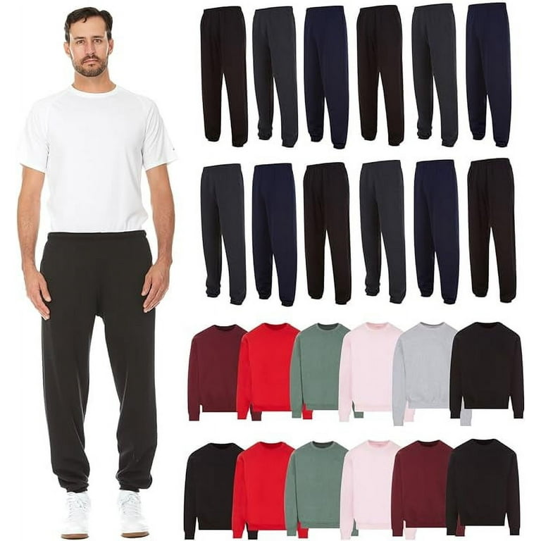 BILLIONHATS 24 Pack of 12 Mens Jogger Pants and 12 Crewneck Fleece Lined Sweatshirts Bulk Wholesale Popular Donation Charities Events Medium Walmart