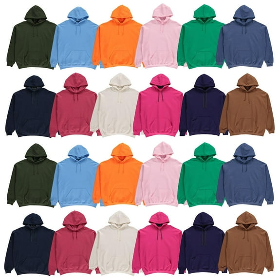 BILLIONHATS 24 Pack of Mens Wholesale Hoodie Sweatshirts, Cotton Blend, Bulk Adults Hoodies Sweatshirt ASSORTED COLORS SIZE X-LARGE