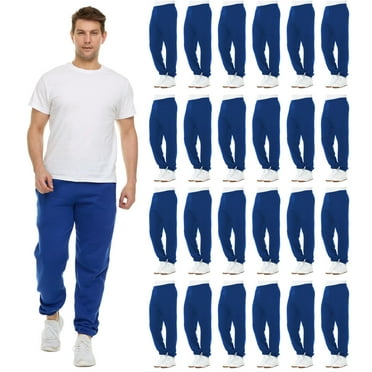 BILLIONHATS 24 Pack of Wholesale Mens Jogger Sweatpants, Homeless Shelter Donation Case, Comfy Bulk Joggers for Men (Royal Blue, X-Large)