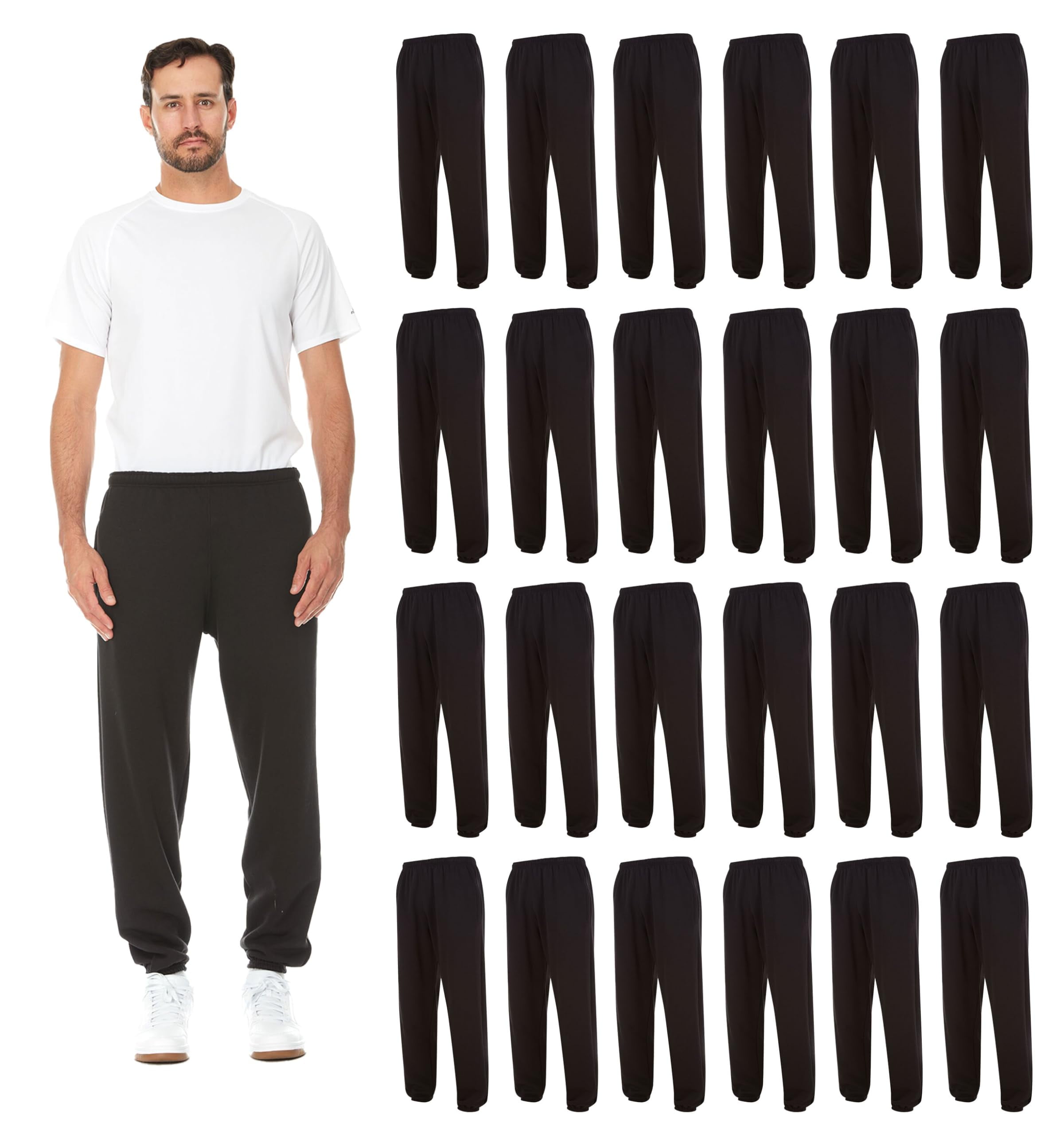 BILLIONHATS 24 Pack of Wholesale Mens Jogger Sweatpants, Homeless