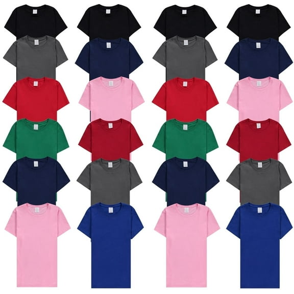 BILLIONHATS 24 Pack of Womens T-Shirts in Bulk, Cotton Crew Neck Scoop Short Sleeve Tees Assorted Colors Bulk