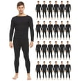 thumbnail image 1 of BILLIONHATS 2pc Thermal Sets for Men, Base Layer Long Johns Underwear, Top & Bottom, Cotton, Solid Colors (Large, 24 Pack Black), 1 of 7