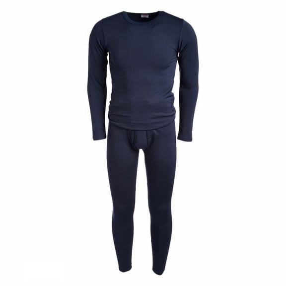 BILLIONHATS 2pc Thermal Sets for Men, Base Layer Long Johns Underwear, Top & Bottom, Cotton, Solid Colors (Large, 24 Pack Navy Blue)