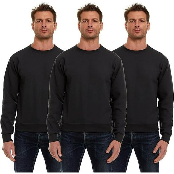 BILLIONHATS 3 Pack Men’s Crewneck Sweater Bulk Multipack, Cotton, Screenprinting Sweat Shirts For Men, Layer Shirt Size (2X-Large)