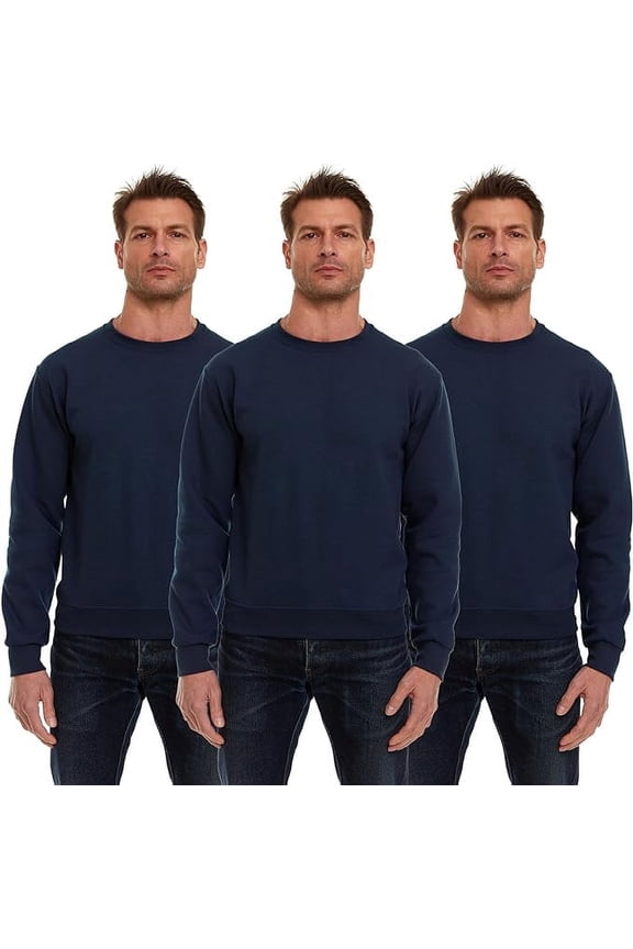3 Pack Men’s Crewneck Sweater Bulk Multipack, Cotton, Screenprinting Sweat Shirts For Men, Layer Shirt