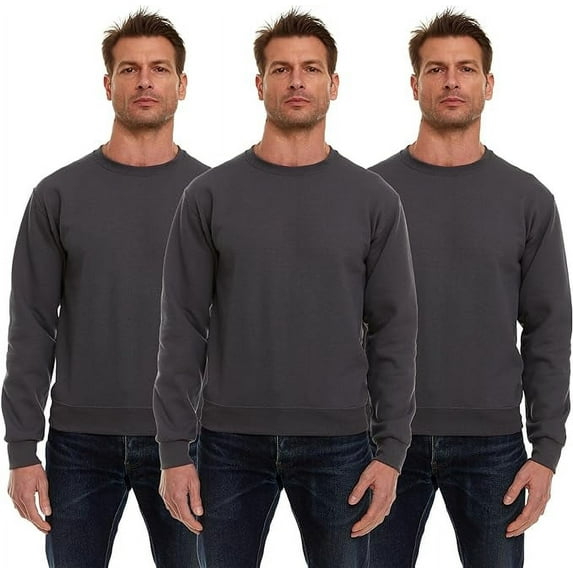 BILLIONHATS 3 Pack Men’s Crewneck Sweater Bulk Multipack, Cotton, Screenprinting Sweat Shirts For Men, Layer Shirt